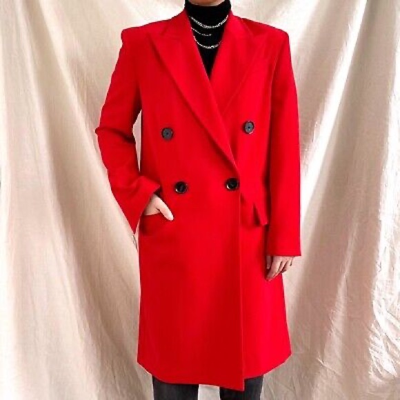 ISO PROENZA Schouler Red Wool Technical Suiting Coat 2020 era - Picture 6 of 7